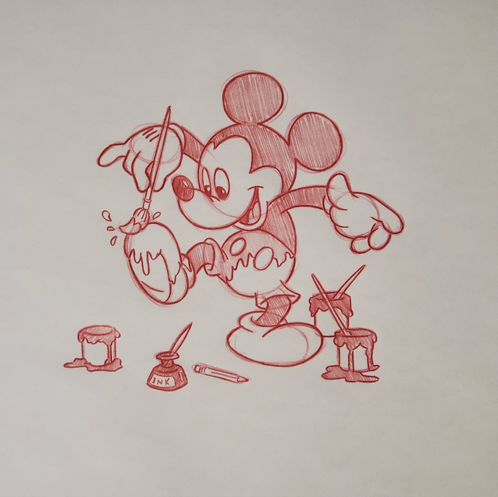 Disney Mickey Mouse coloring himself Drawing/sketch animation signed Art - Picture 5 of 5
